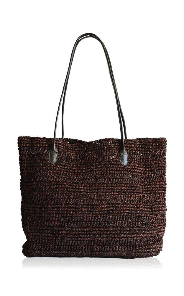 Lucia Raffia And Leather Tote