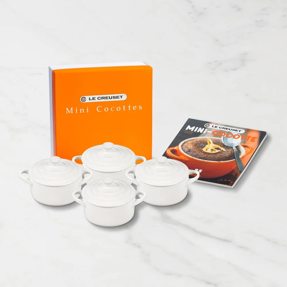 Stoneware Mini Cocottes with Cookbook, Set of 5