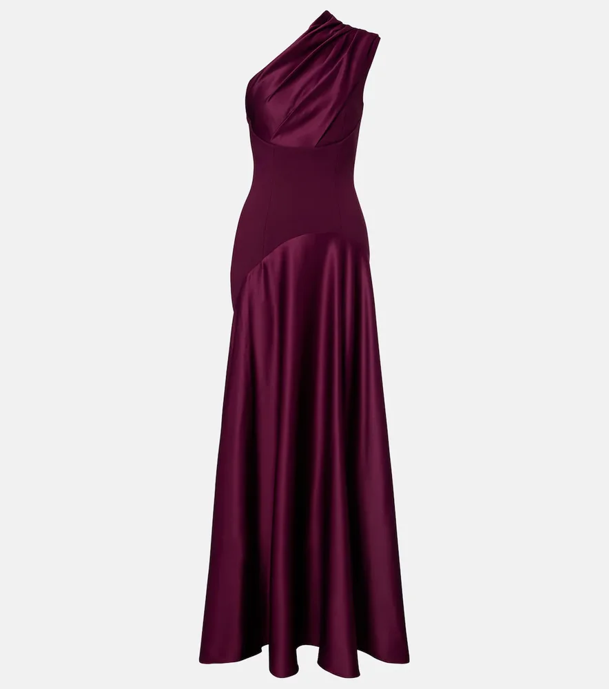 Gabriela draped one-shoulder satin gown
