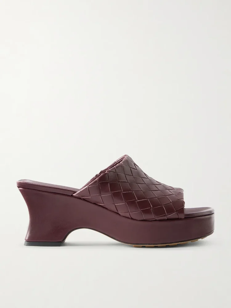 Rosita Intrecciato leather wedge mules