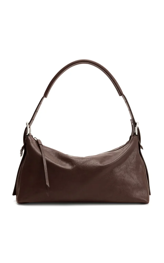 Belted Leather Baguette Bag