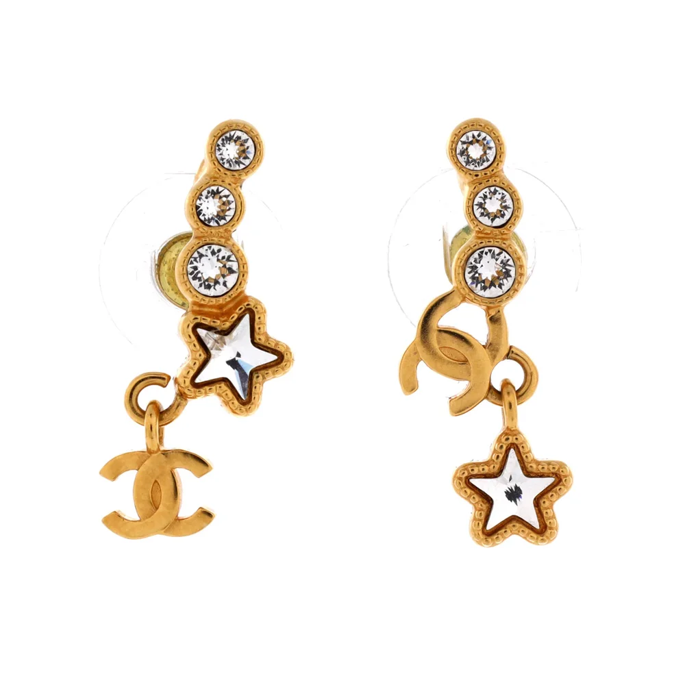 Pre-Owned CC Star Drop Crawler Earrings Metal with Crystals