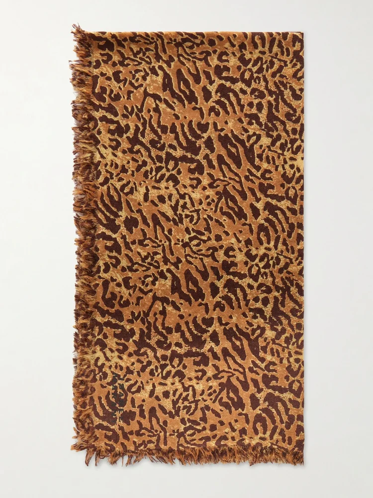 Alecia leopard-print wool and cashmere-blend scarf