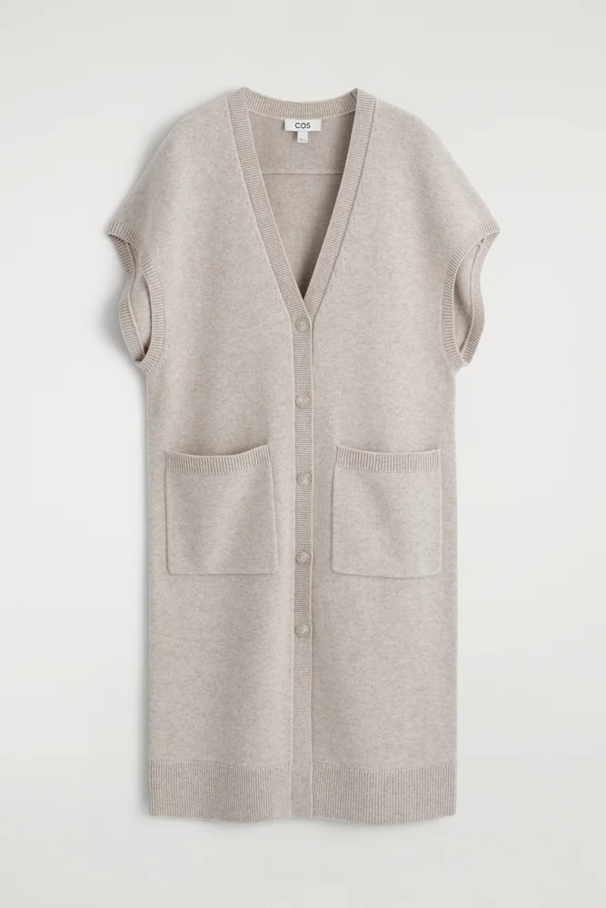 Rounded Wool Longline Cardigan