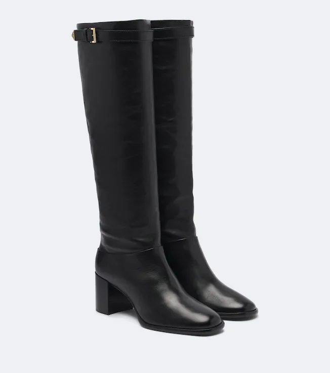 Leather knee-high boots