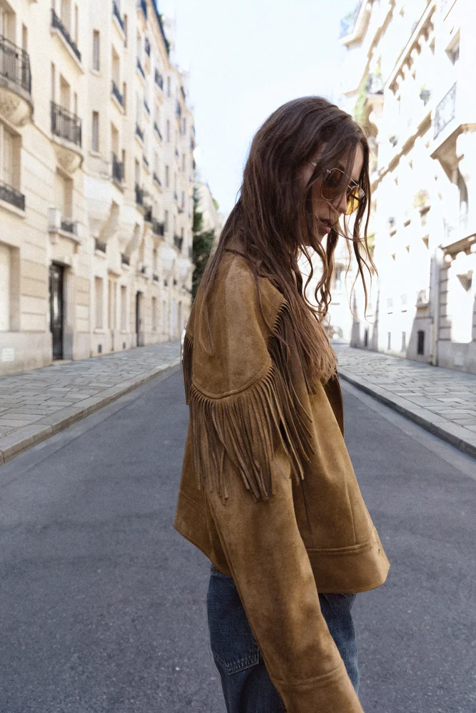 Faux Suede Fringe Jacket