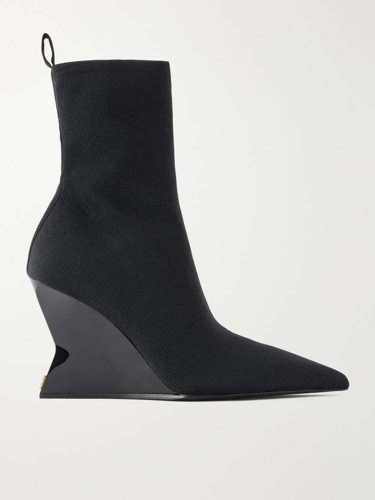 Knitted wedge ankle boots