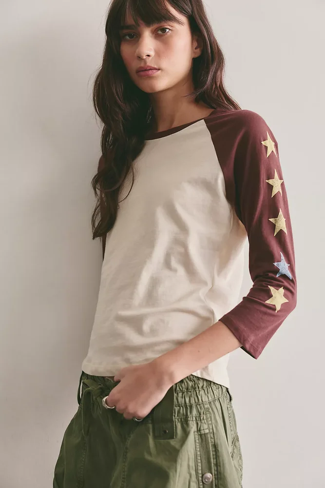 Star Raglan Sleeve Baseball Tee
