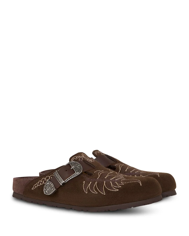 x Etro Women's Boston Suede Embroidered Mule Flats