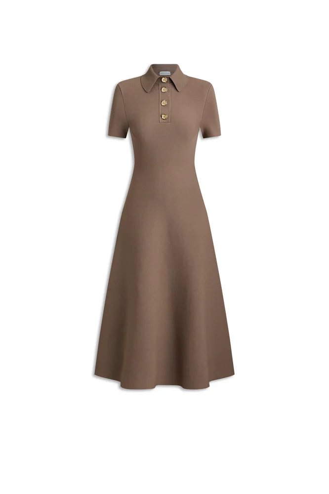 Crepe Knit Poppy Shirt Dress, Whiskey