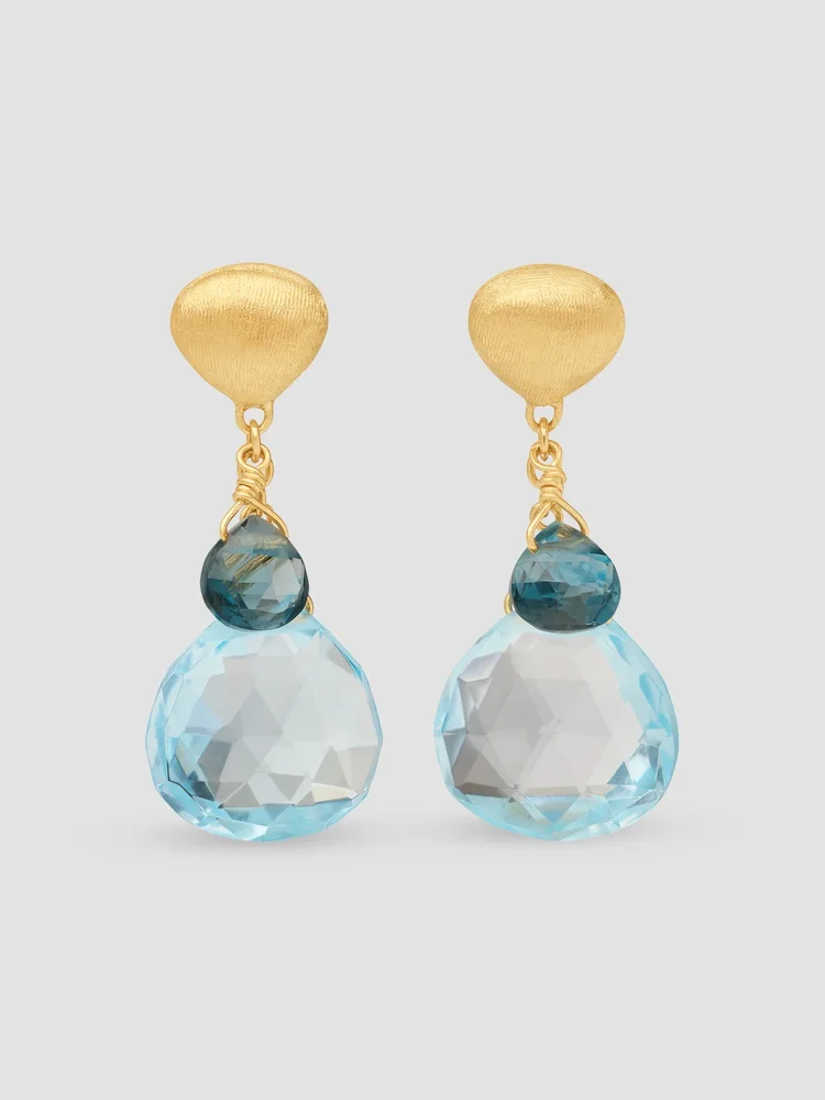 Paradise 18K Yellow Gold & Blue Topaz Drop Earrings