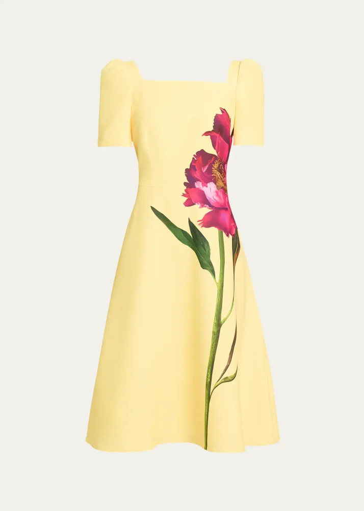 Floral-Print Scuba Midi Dress