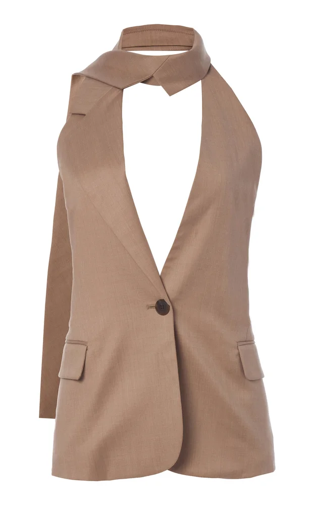 Lapel Tie Wool Vest