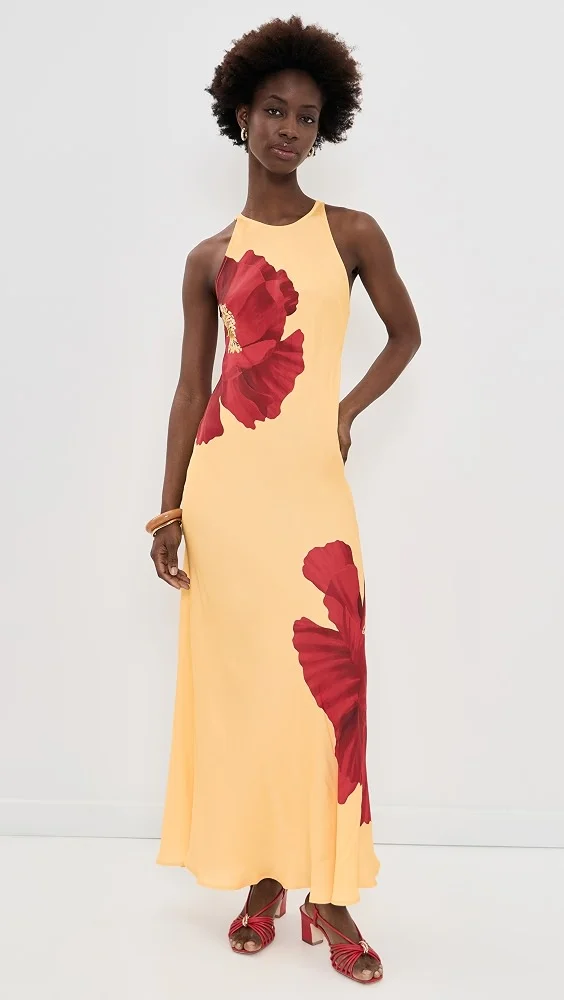 Poppy Flowers Maxi Dress