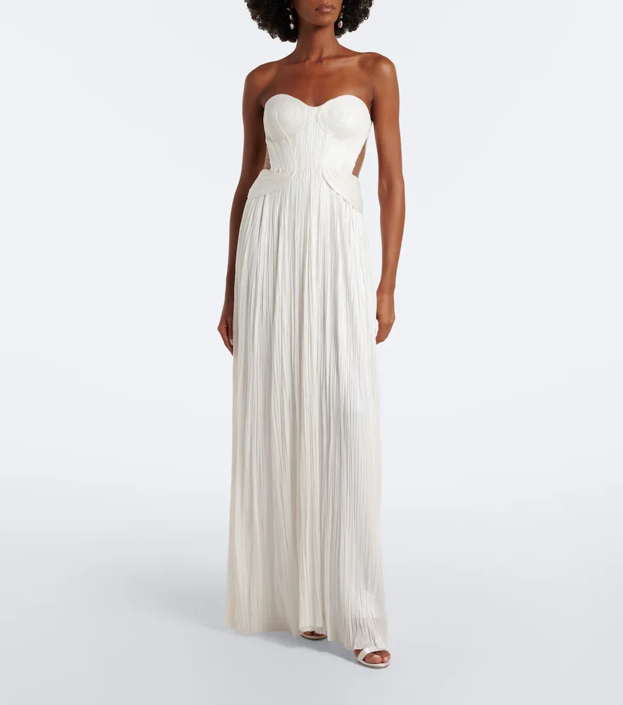 Kamina cutout silk tulle bustier gown