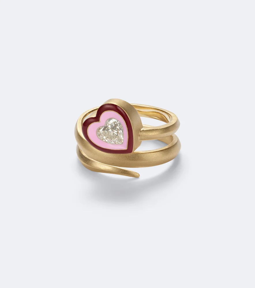 Love Loop 18kt gold and enamel ring with diamond