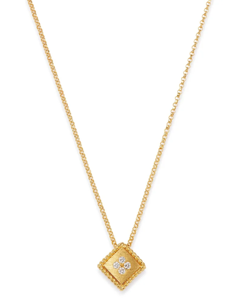 18K Yellow Gold Palazzo Ducale Diamond Pendant Necklace, 18"