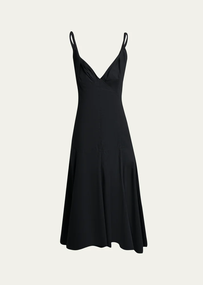 Leo Sleeveless Flared Cotton Midi Dress