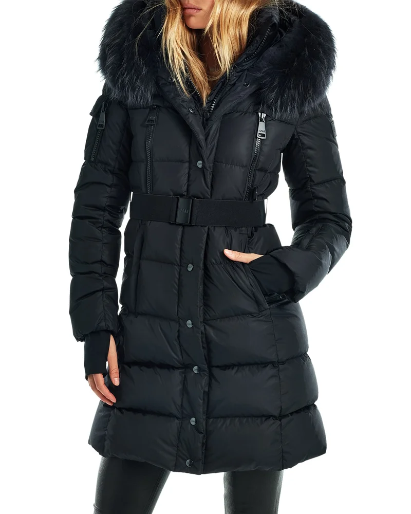 Infinity Down Coat with Shearling Trimmed Hood