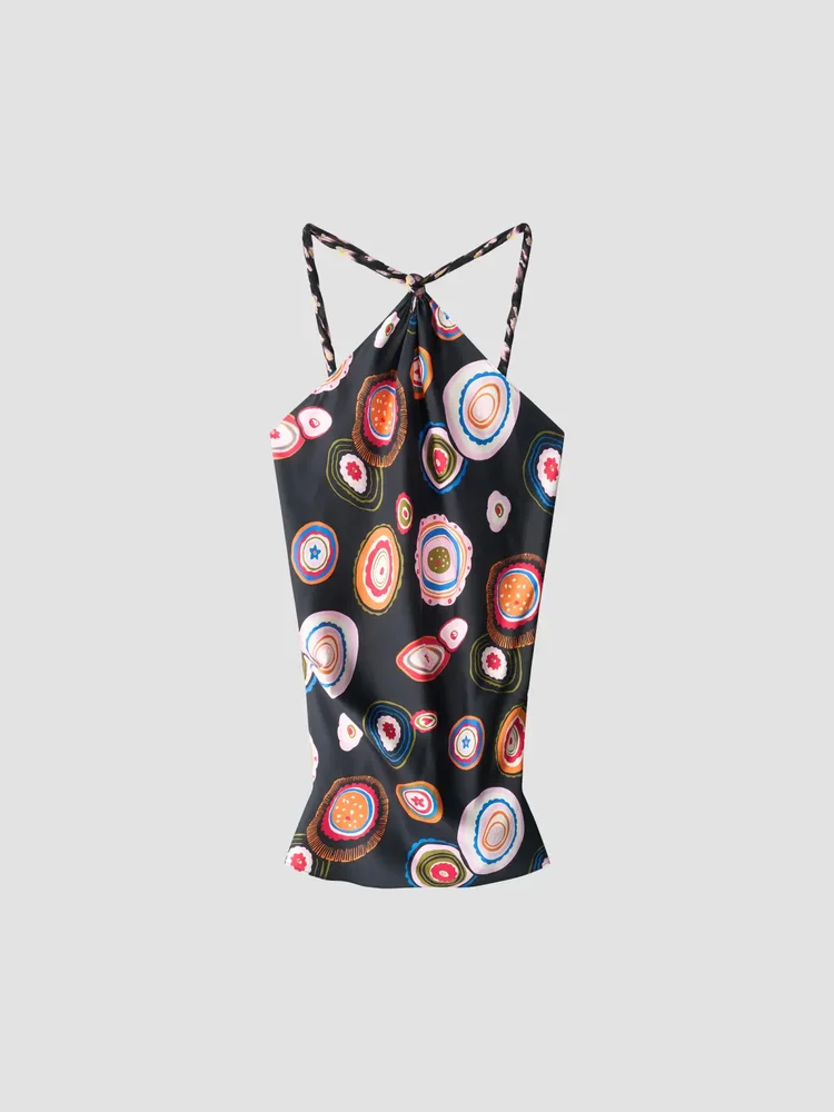 STAUD STAUD Charli Printed Stretch-Silk Top