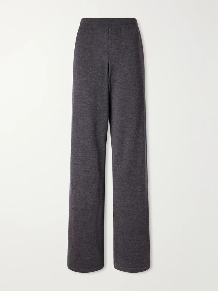 Web-trimmed wool wide-leg pants