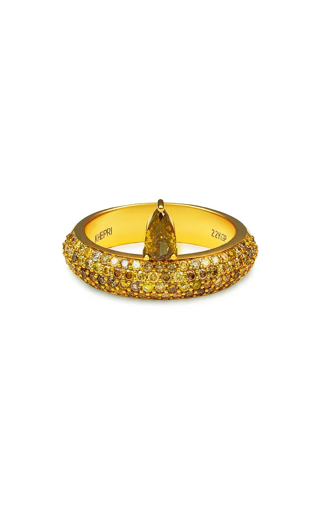 Fancy Color Pear Diamond Floating Cleopatra Ring