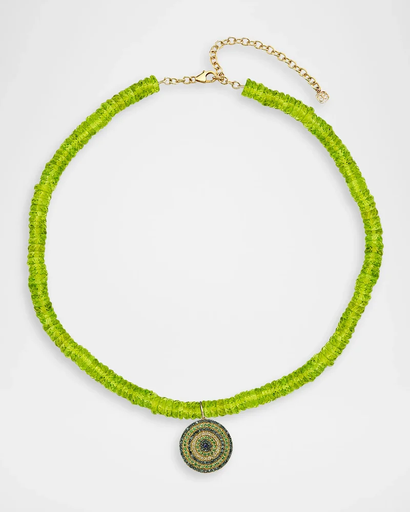 Large 7 Row Round Eye Charm Necklace