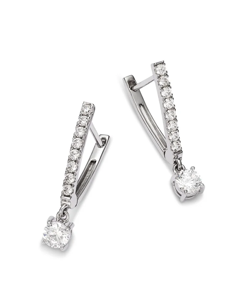 Diamond Solitaire Drop Earrings in 14K White Gold, 0.50 tcw