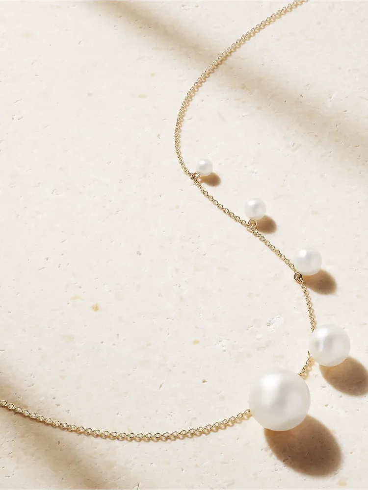 Lou Esemble 14-karat recycled gold pearl necklace