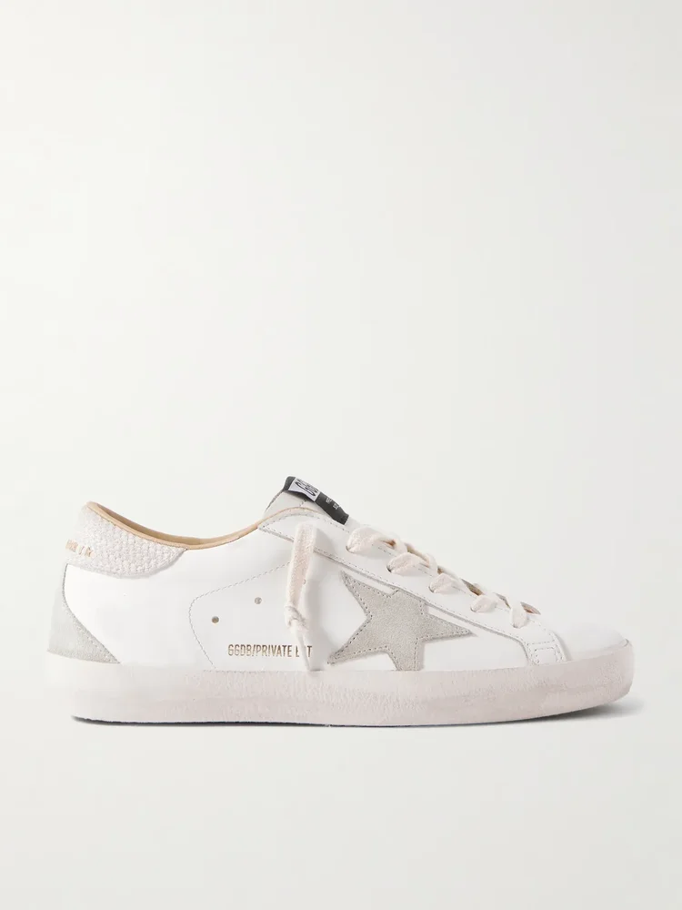 Super-Star distressed suede-trimmed leather sneakers