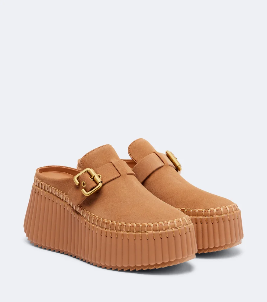 Nama leather platform mules