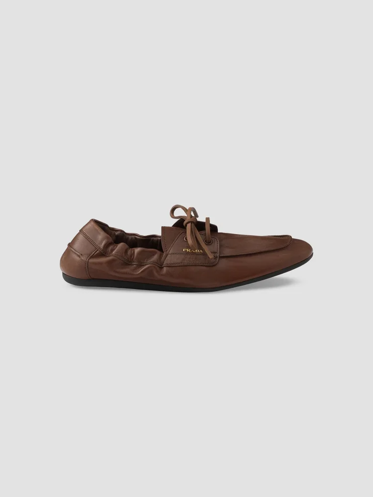 Shuffle Antiqued Leather Boat Loafers