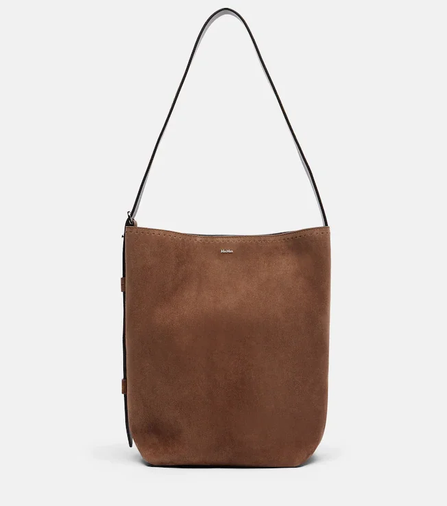 Medium suede bucket bag