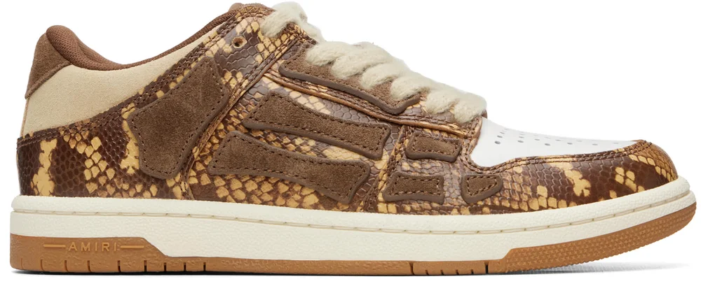 Brown Printed Python Skel Top Low Sneakers