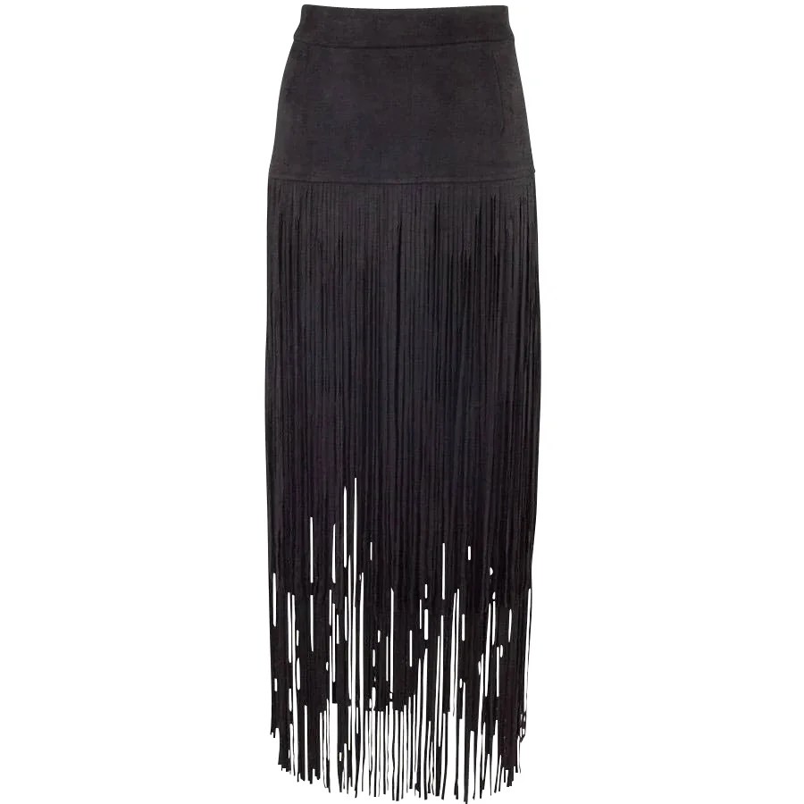 Pintoranch Pinto Ranch Faux Suede Long Fringe Skirt