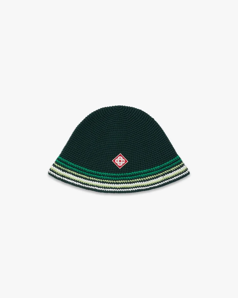 Green Striped Crochet Hat