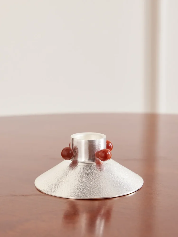 + Vesper Voyage Axis silver-plated and stone candle holder