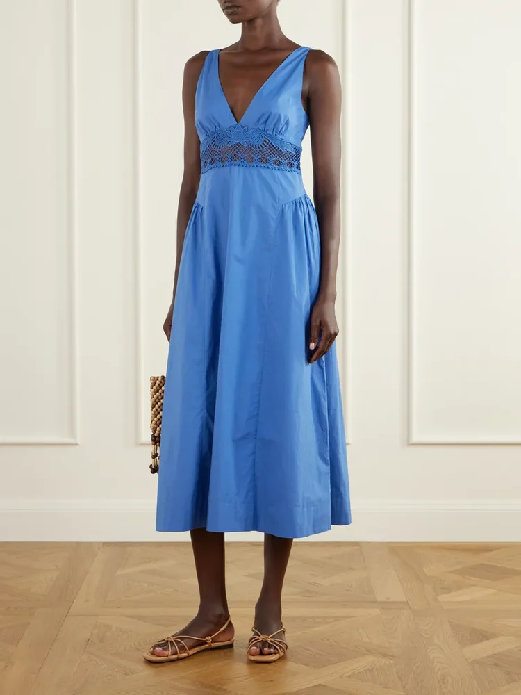 Veda broderie anglaise organic cotton poplin midi dress