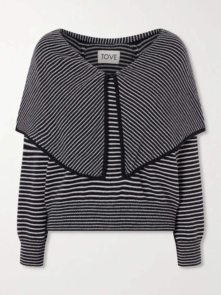 Maia tiered striped cashmere sweater