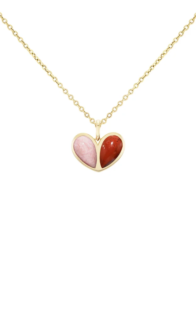 Mega Sweetheart 18K Yellow Gold Red Jasper Necklace