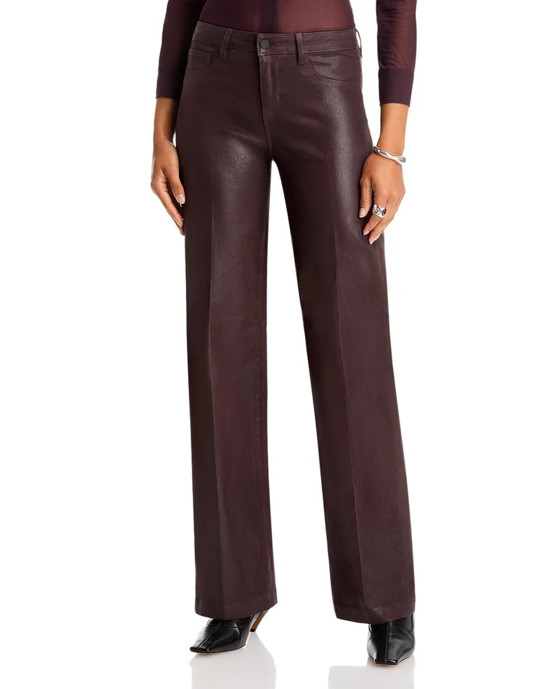 Scottie High Rise Wide Leg Coated Jeans in Dark Java