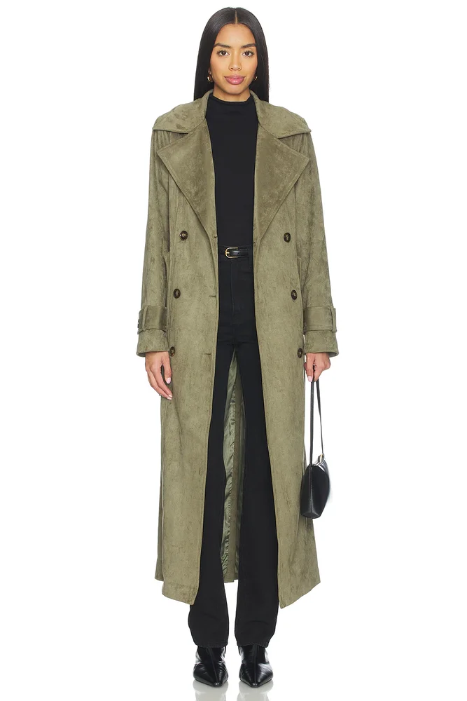 Sutton Faux Suede Trench Coat