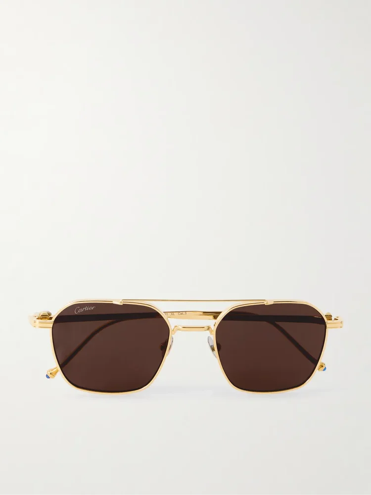 Pasha gold-tone aviator-style sunglasses