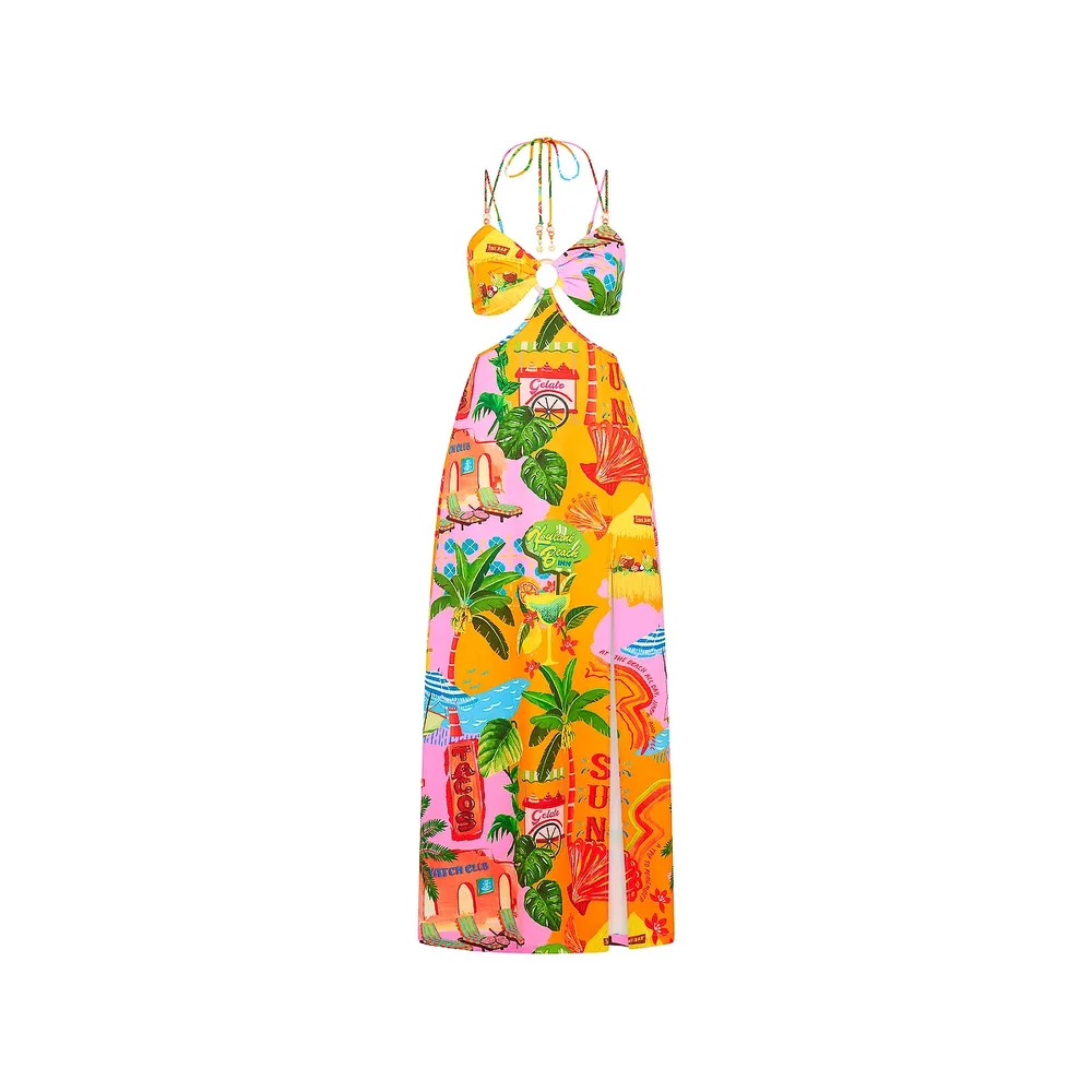 Beaded Crochet-Style Maxi Dress