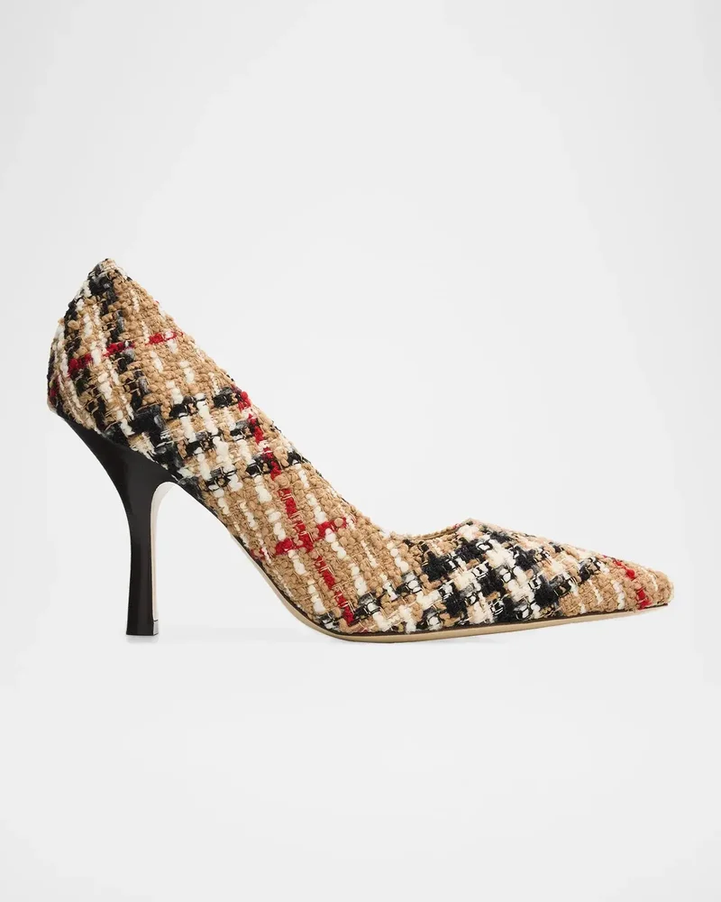 90mm Burberry Check Boucle Pumps