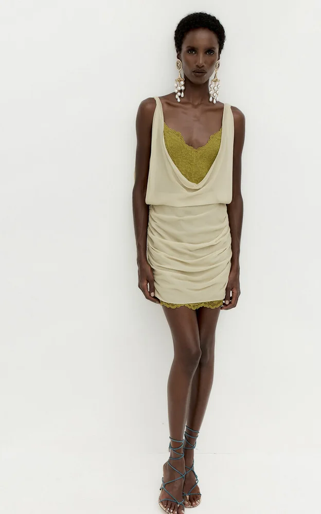 Celestite Cowl-Neck Mini Dress