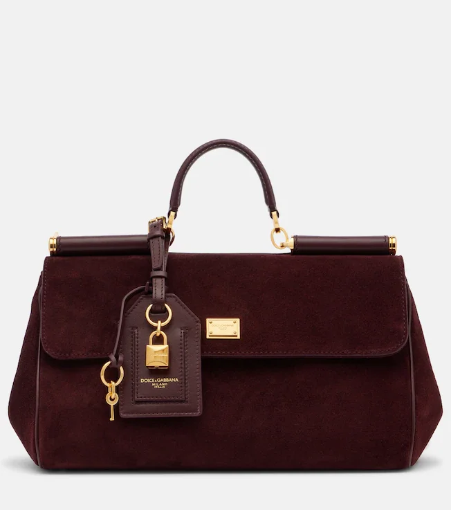 Sicily Medium suede top-handle bag