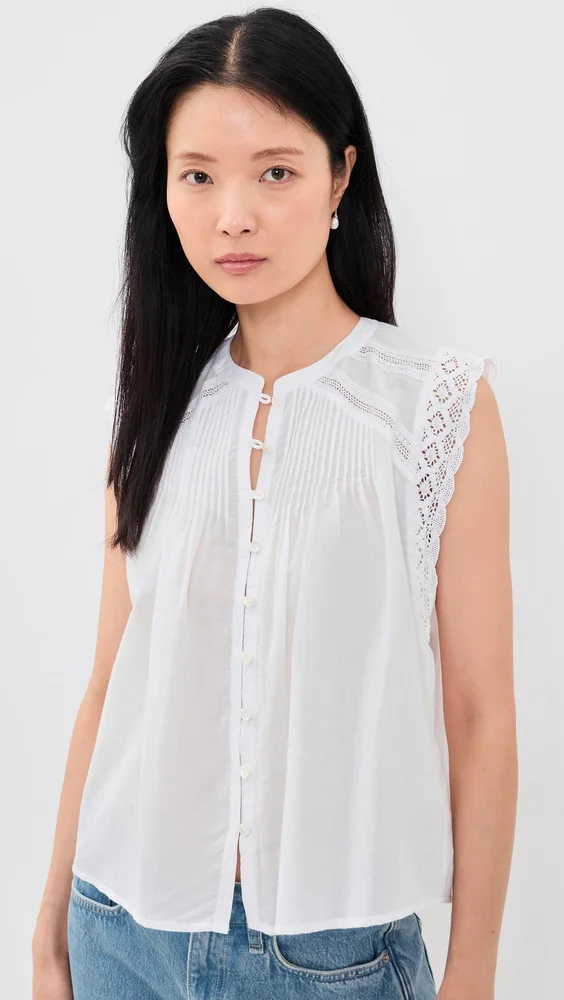 Lace-Trim Sleeveless Top