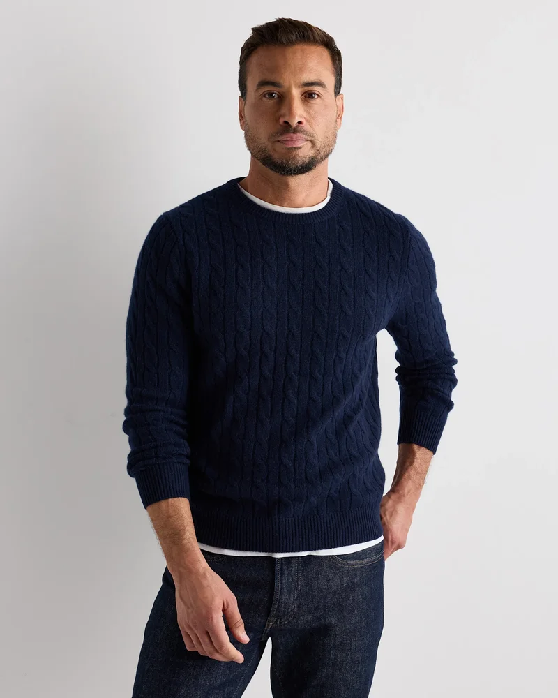 Mongolian Cashmere Classic Cable Crewneck Sweater