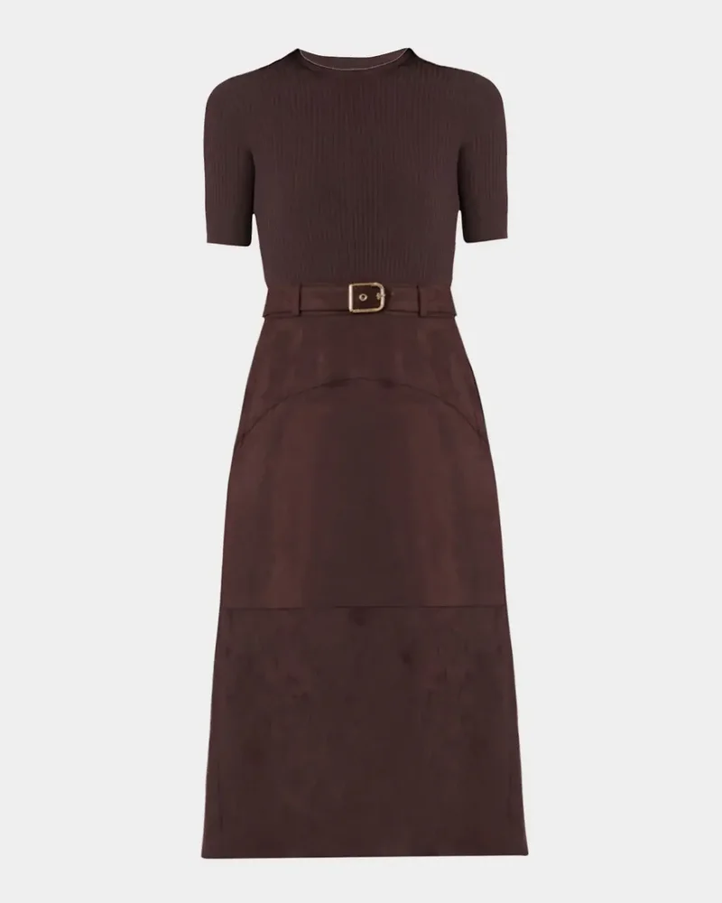 Mimi A-Line Mixed Media Midi Dress